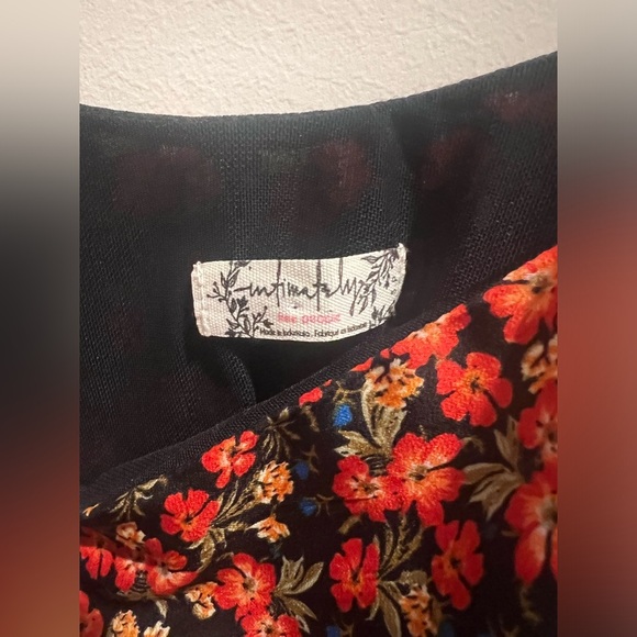 INTIMATELY FREE PEOPLE Black/Red Floral Spaghetti Strap Ruffle Top - Picture 3 of 10
